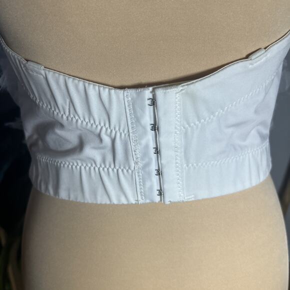 French Kiss White Fluffy Tulle Corset Crop Top Womens M/L Festival Fairy Angel - Picture 3 of 13